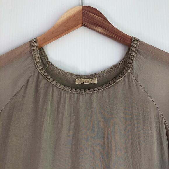 Guisy 100% silk top with crocheted details size small beige made in Italy - Picture 6 of 11